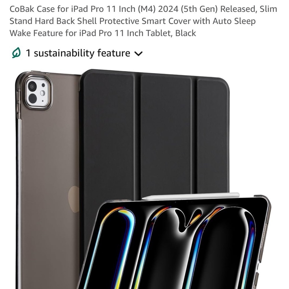 Black iPad Pro 11” slim case with cover